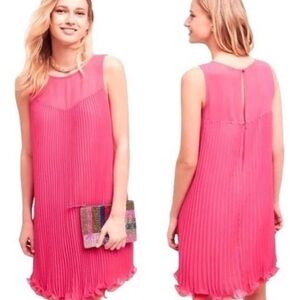 Maeve Pink w Orange Bottom Layer Pleated Sheath Mini Dress - Size 8